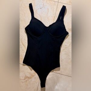 Iris Black Ribbed Shapewear Bodysuit